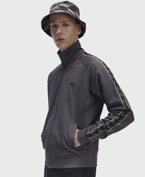 Fred Perry J5557 Contrast Tape Track Jacket R50 Gunmetal