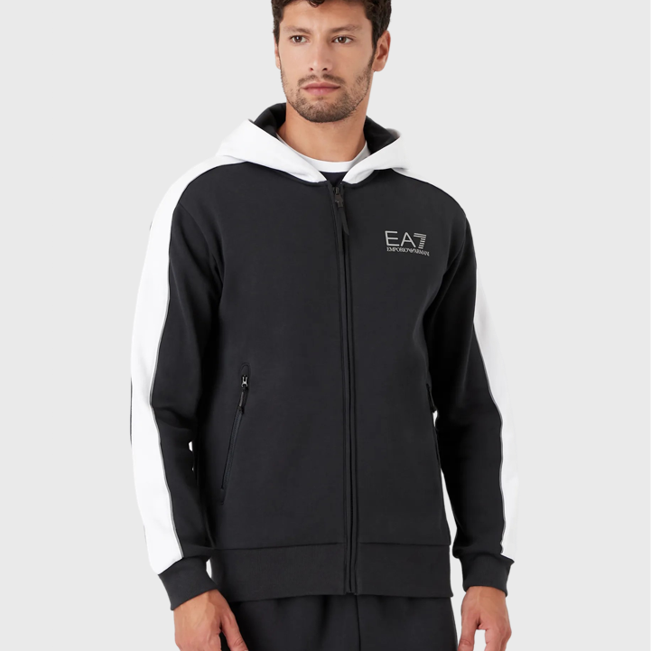 EA7 Emporio Armani 6LPM16 Colour Block Full Zip Hoodie Blue