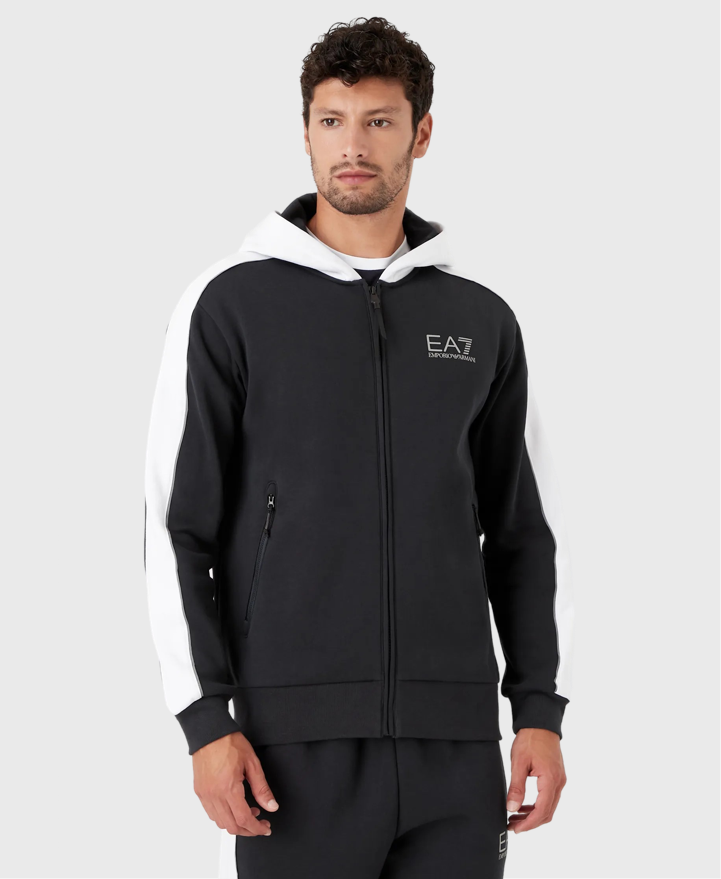 EA7 Emporio Armani 6LPM16 Colour Block Full Zip Hoodie Blue