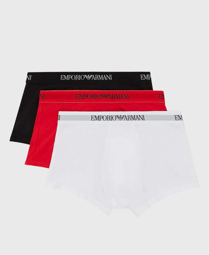 Emporio Armani 11160 3 Pack Boxer Briefs White Red Black Vault