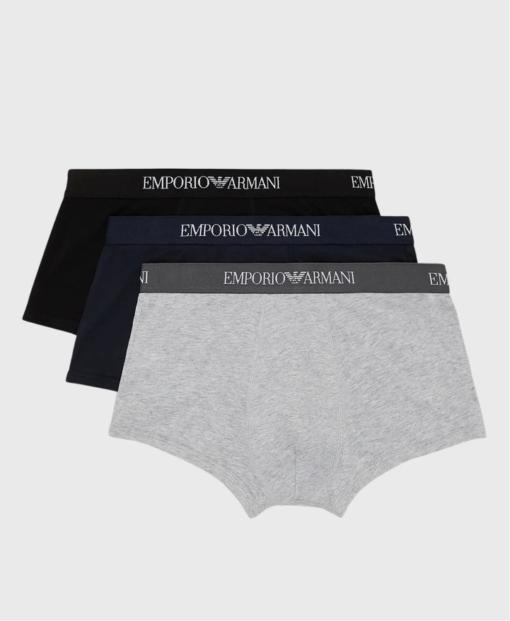 Emporio Armani 11160 3 Pack Boxer Briefs Navy/Grey/Black