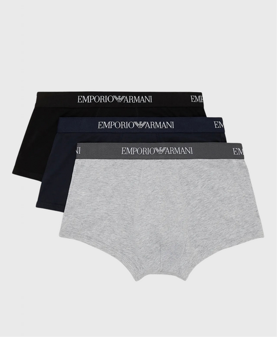 Emporio Armani 11160 3 Pack Boxer Briefs Navy/Grey/Black
