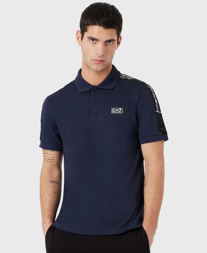 EA7 Emporio Armani 3RPF52 Jersey Polo Shirt Navy Blue