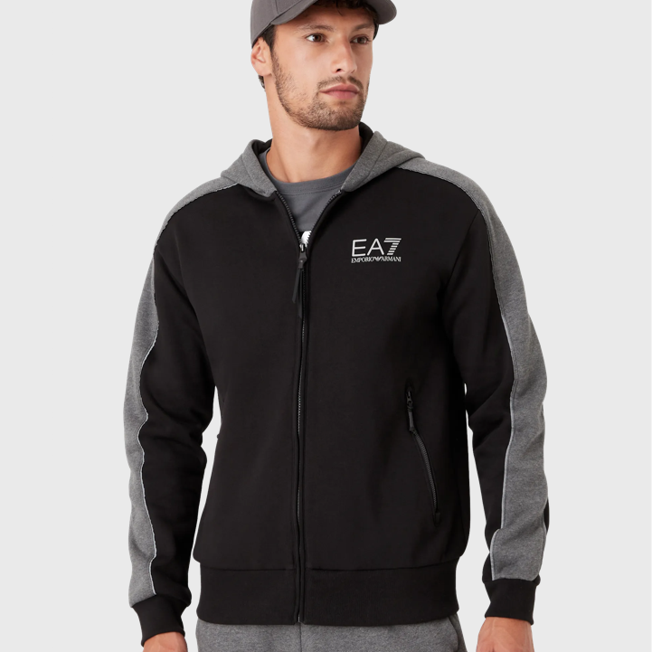 EA7 Emporio Armani 6LPM16 Colour Block Full Zip Hoodie Black