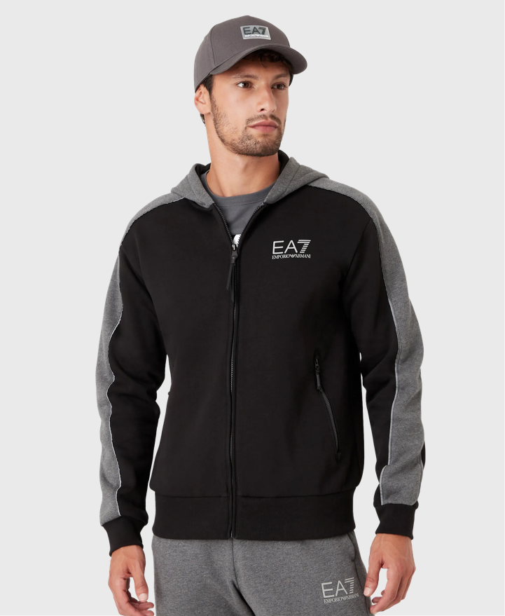 EA7 Emporio Armani 6LPM16 Colour Block Full Zip Hoodie Black