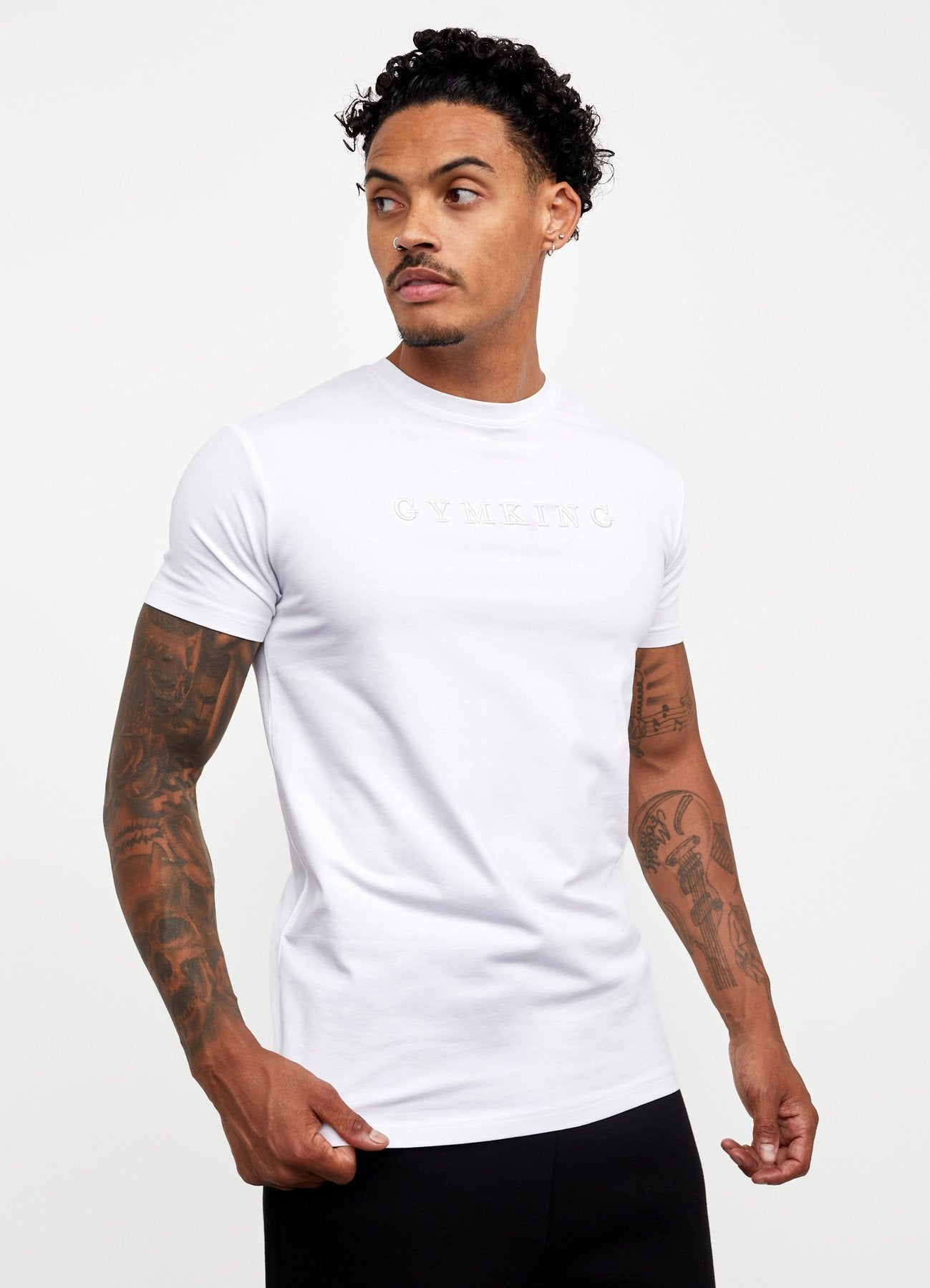 Gym King 3D Raised T Shirt White Vault Menswear