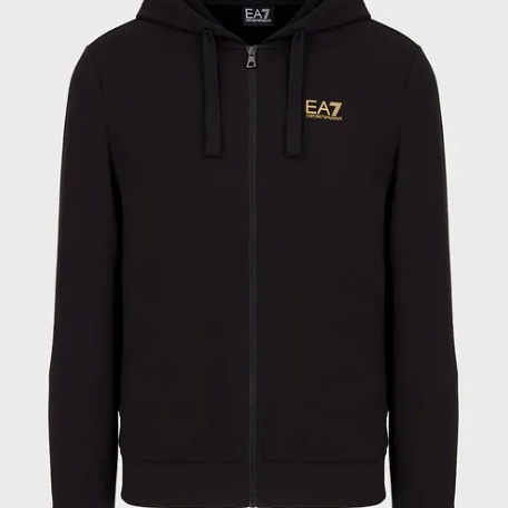EA7 Emporio Armani 8Npm03 Zip Hood Black Gold
