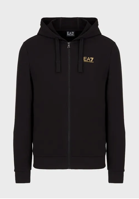 EA7 Emporio Armani 8Npm03 Zip Hood Black Gold