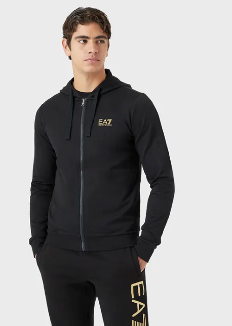 EA7 Emporio Armani 8Npm03 Zip Hood Black Gold