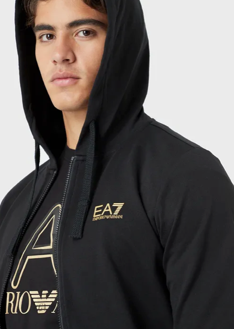 EA7 Emporio Armani 8Npm03 Zip Hood Black Gold