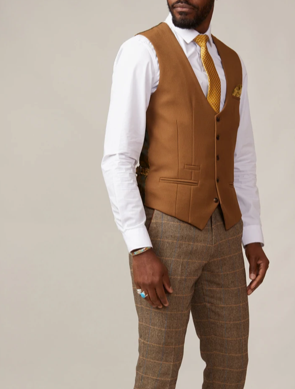 Marc Darcy Kelvin Waistcoat Tan
