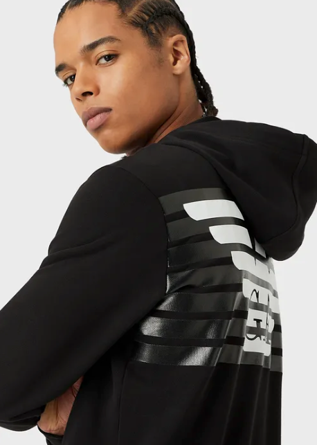 EA7 Emporio Armani 3Lpm61 Eagle Logo Hoodie Black