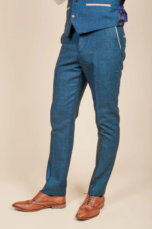 Marc Darcy - Dion Blue Tweed Trousers - Furbellow & Co