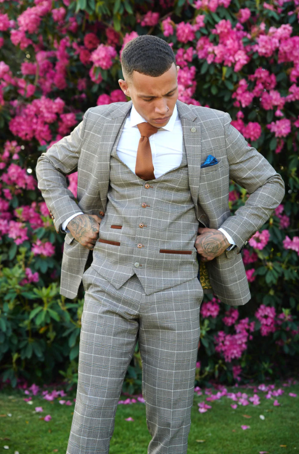 Marc Darcy Ray Trousers Tan Check