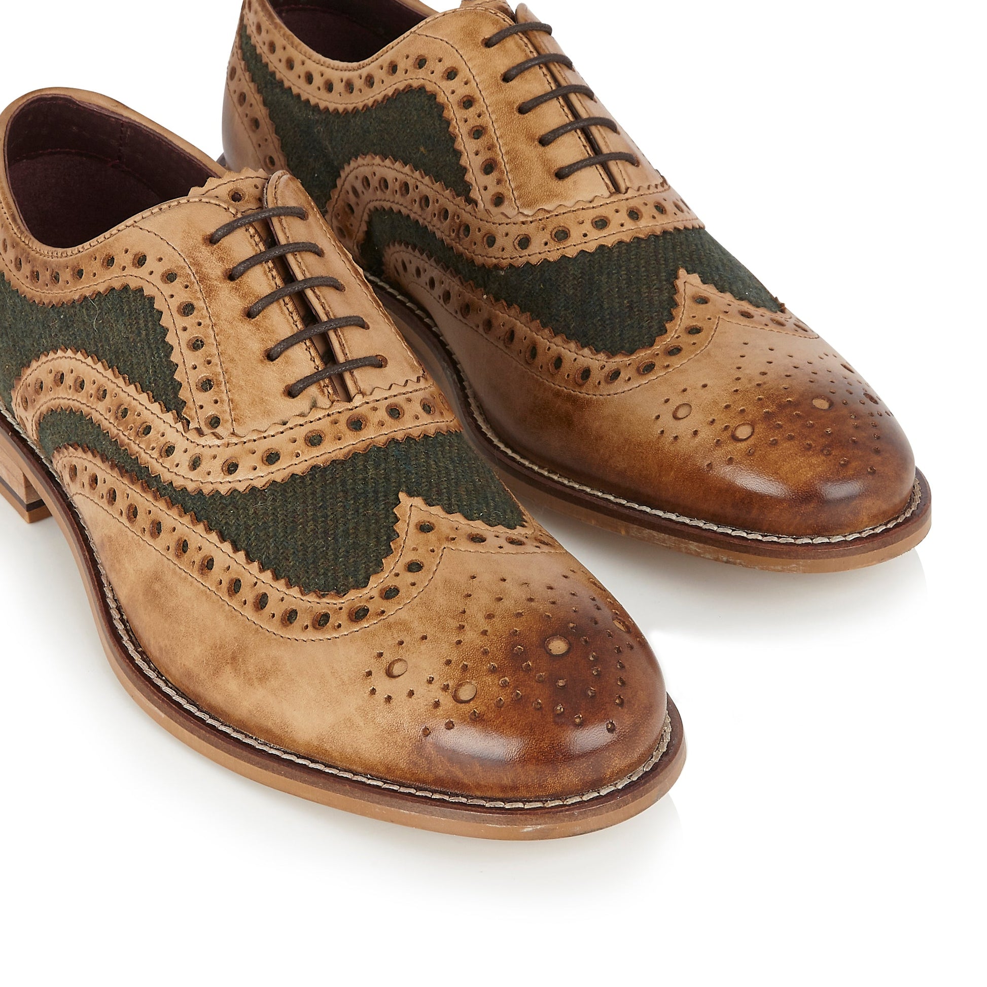 London Brogues Gatsby Shoe Green Tweed