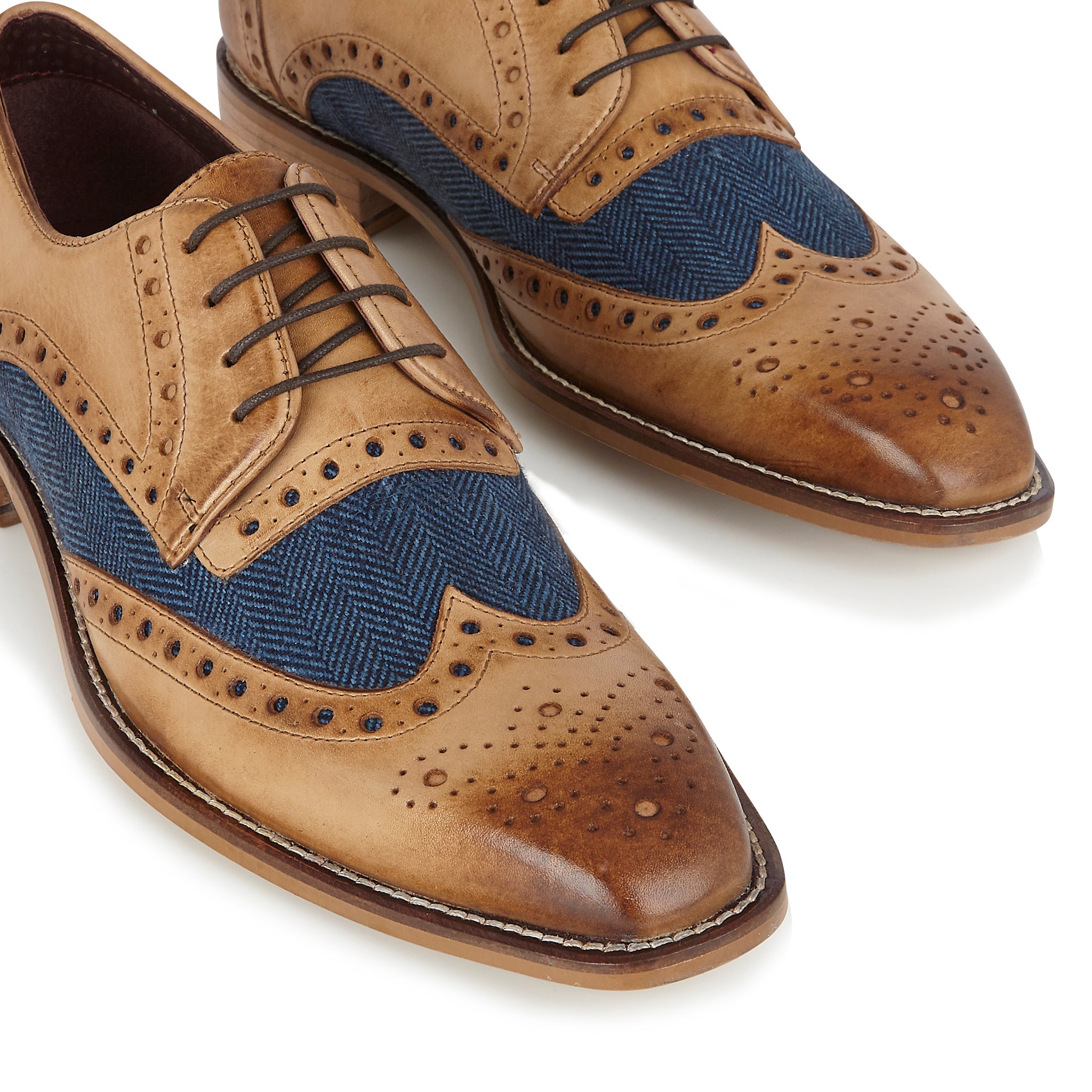 London Brogues William Derby Tan/Blue