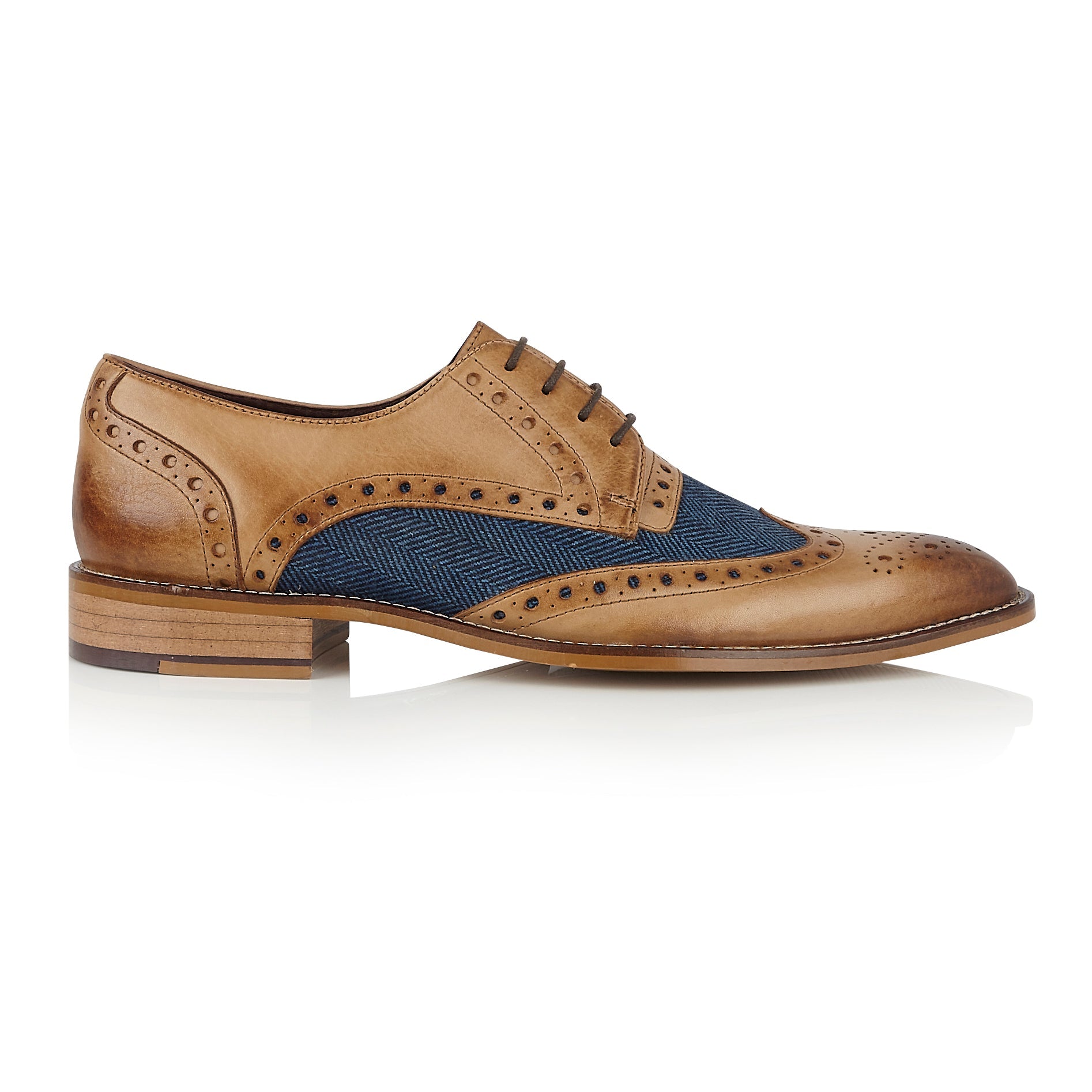 London Brogues William Derby Tan/Blue – Vault Menswear