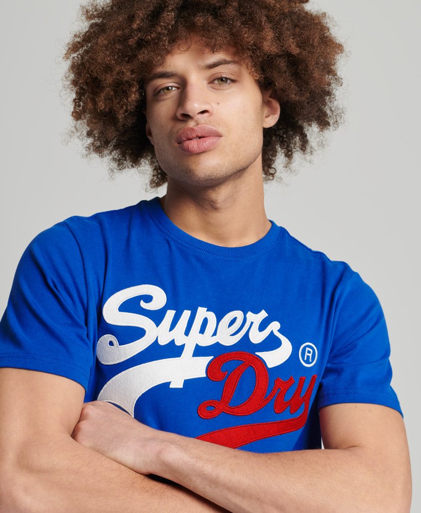 Superdry Vintage Logo Interest T Shirt Voltage Blue Vault Menswear
