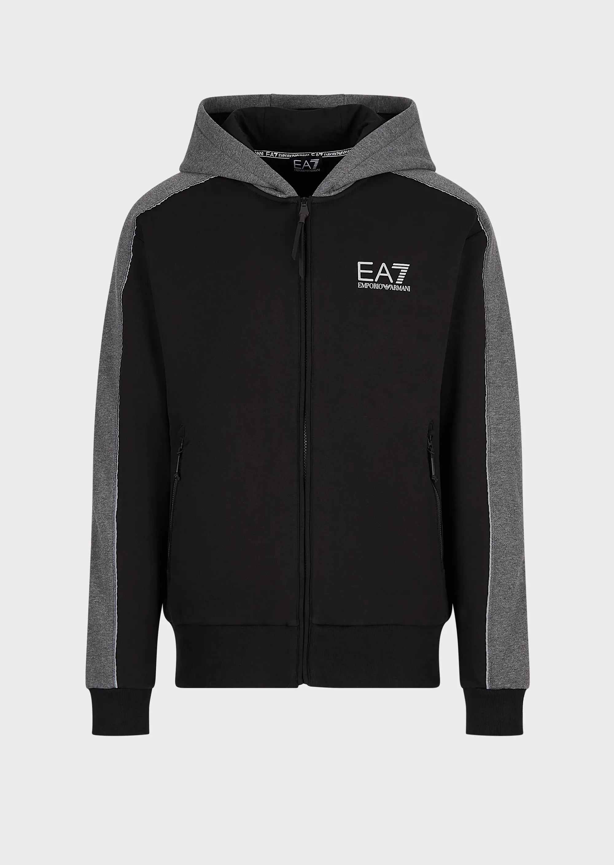 EA7 Emporio Armani 6LPM16 Colour Block Full Zip Hoodie Black Vault Menswear