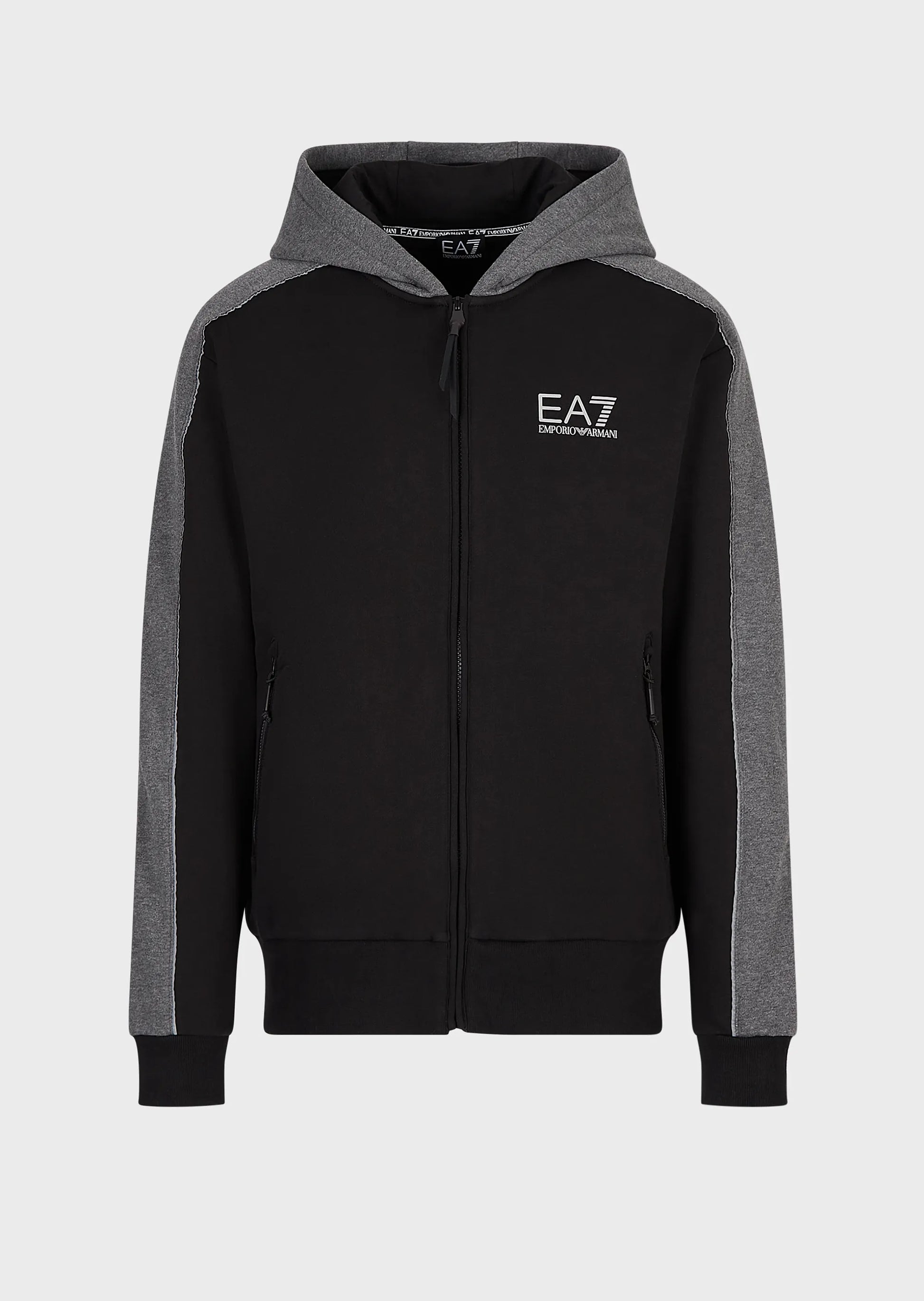 EA7 Emporio Armani 6LPM16 Colour Block Full Zip Hoodie Black