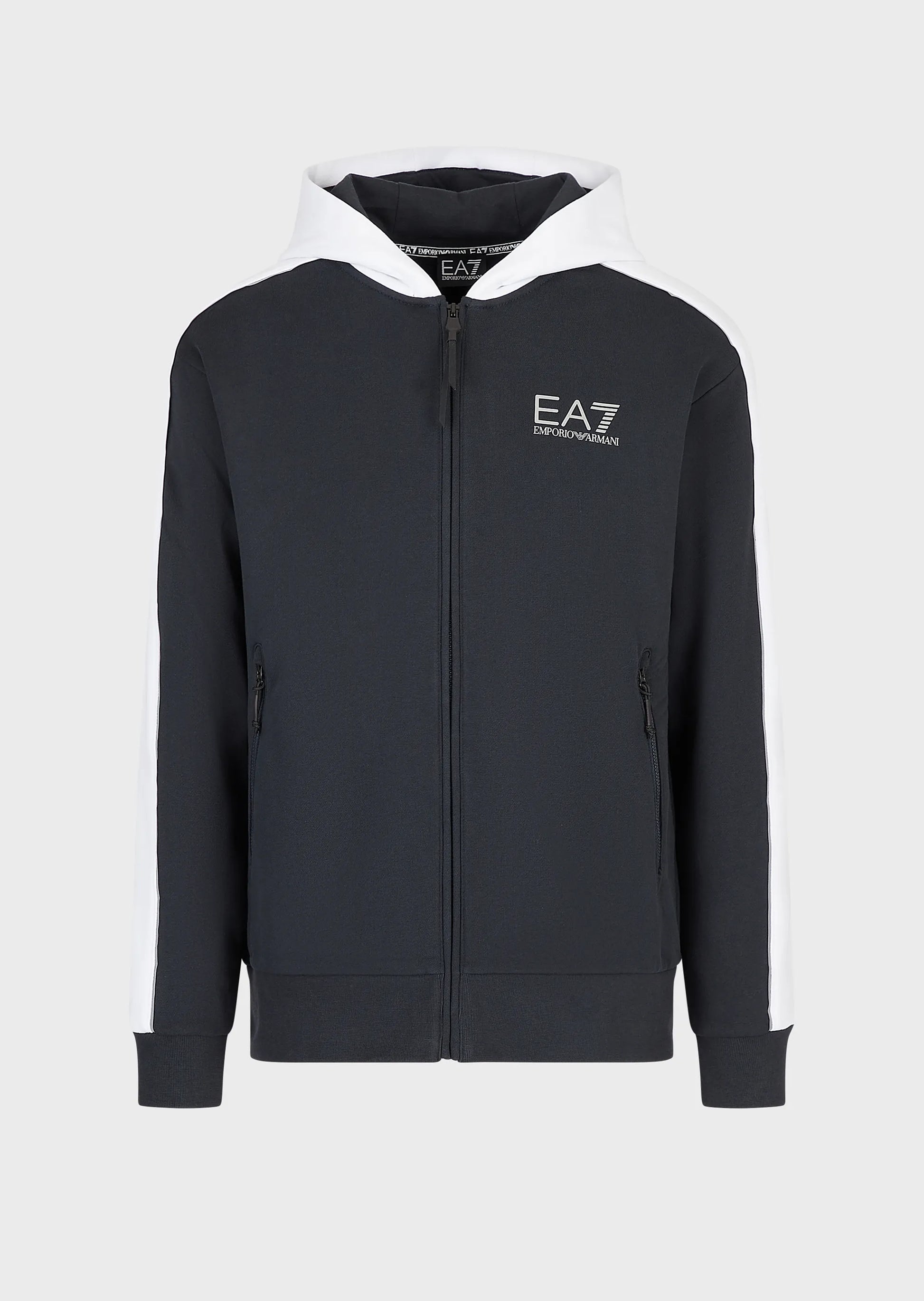 EA7 Emporio Armani 6LPM16 Colour Block Full Zip Hoodie Blue