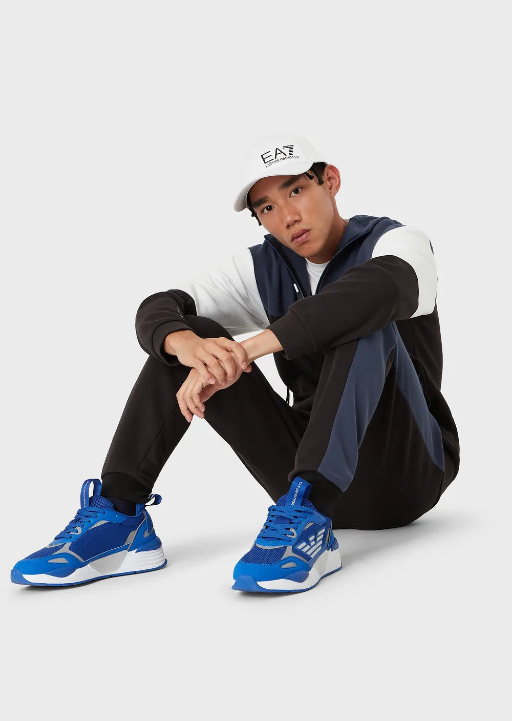 EA7 Emporio Armani 3Lpv61 Full Zip Hoodie Black/ Blue